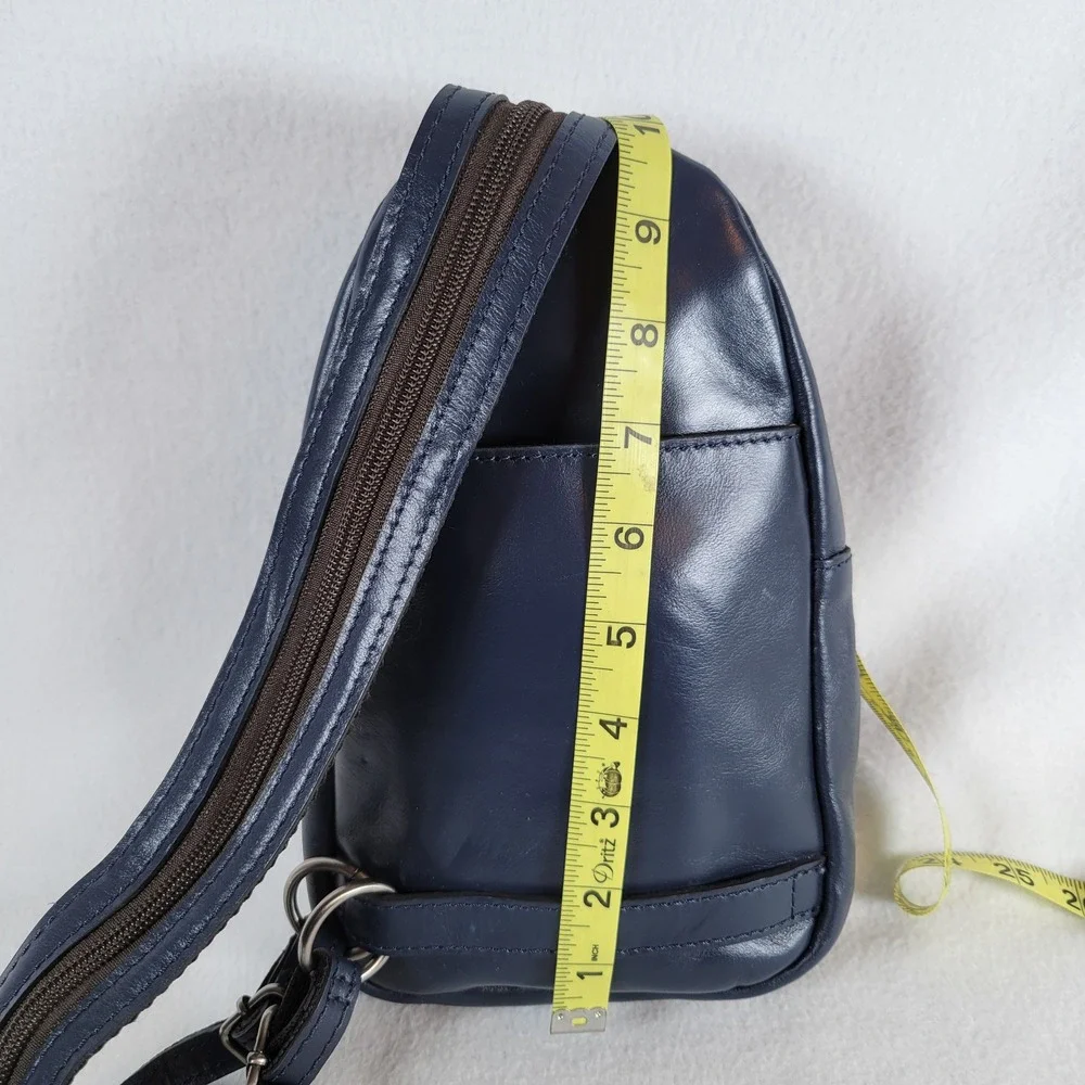 Patricia Nash Womens Annalie Sling Bag Leather Mini Backpack Navy Blue Western